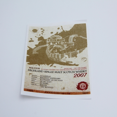 Mini naklejka z etykietą na wino Matowa biała naklejka Vinyl Hot Gold Printing