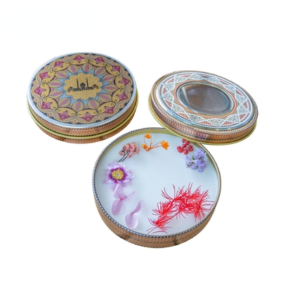 Aluminiowe pudełka kosmetyczne z cyny Metal Okrągły pojemnik na przyprawy Kawa Saffron Jar
