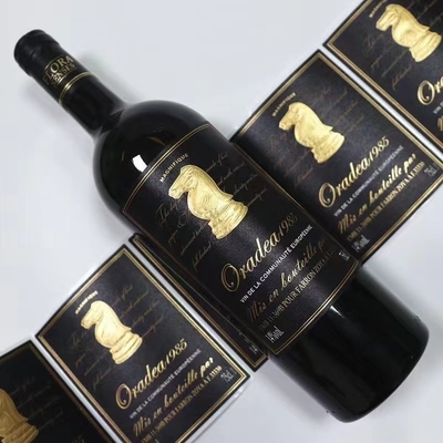 Etykiety na butelki z alkoholem CMYK, błyszczące / matowe tłoczenie Dostosowana etykieta na wino